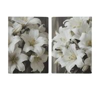 Passport Holder Travel Wallet Passport Cover Waterfall Flowing Down Printed Leather Passport Holder Covers Case for Travel, Documents, Travel Gifts, White Lily Bouquet, 20.3x13.8cm