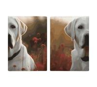 Passport Holder Travel Wallet Passport Cover Waterfall Flowing Down Printed Leather Passport Holder Covers Case for Travel, Documents, Travel Gifts, White Labrador, 20.3x13.8cm