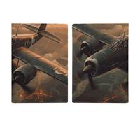 Passport Holder Travel Wallet Passport Cover Wild Seas Printed Leather Passport Holder Covers Case for Travel, Documents, Travel Gifts, World War Aircraft, 20.3x13.8cm