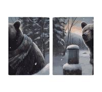 Passport Holder Travel Wallet Passport Cover Wild Seas Printed Leather Passport Holder Covers Case for Travel, Documents, Travel Gifts, Winter Bear, 20.3x13.8cm