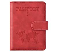 Passport Holder Wallet Cover Case, Travel Essentials for Women and Men, C-magnetic clasp- red, 4.2 inches (W) x 5.8 inches (H) x 0.2 inches (D), Magnetic Clasp