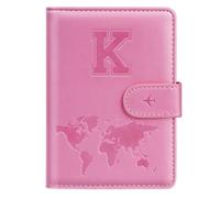 Passport Holder Wallet Cover Personalized Letter A-Z Travel Wallet RFID Blocking Passport Cover Wallet Case for Travel Passport Book Holders for Women and Men, Pink, K, Personalized Letter