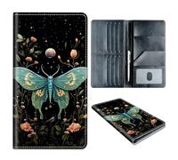 Passport Holder Wallet for Travel Family,RFID Blocking Custom PU Leather Passport Wallet Cover Case With Vaccine Card Slots for Men and Women,Gift for Girl Boy, Art Wildflowers Butterfly