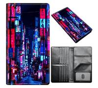 Passport Holder Wallet for Women Men, RFID Blocking Anti-theft PU Leather Portable Travel Wallet, Travel Wallet Passport Holder with Credit Card Slots Slim Travel Passport Wallet, A2, Tokyo Street