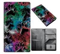 Passport Holder Wallet for Women Men, RFID Blocking Anti-theft PU Leather Portable Travel Wallet, Travel Wallet Passport Holder with Credit Card Slots Slim Travel Passport Wallet, A3, Colored Dog Paws