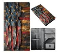 Passport Holder Wallet for Women Men, RFID Blocking Anti-theft PU Leather Portable Travel Wallet, Travel Wallet Passport Holder with Credit Card Slots Slim Travel Passport Wallet, A8, Wooden America