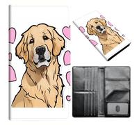 Passport Holder Wallet for Women Men, RFID Blocking Anti-theft PU Leather Portable Travel Wallet, Travel Wallet Passport Holder with Credit Card Slots Slim Travel Passport Wallet, A5, Cartoon Dog Love