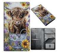 Passport Holder Wallet for Women Men, RFID Blocking Anti-theft PU Leather Portable Travel Wallet, Travel Wallet Passport Holder with Credit Card Slots Slim Travel Passport Wallet, A2, Pretty Cow, Size