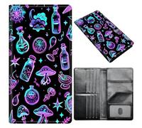 Passport Holder Wallet for Women Men, RFID Blocking Anti-theft PU Leather Portable Travel Wallet, Travel Wallet Passport Holder with Credit Card Slots Slim Travel Passport Wallet, A10, Magic Potion