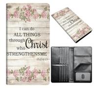 Passport Holder Wallet for Women Men, RFID Blocking Anti-theft PU Leather Portable Travel Wallet, Travel Wallet Passport Holder with Credit Card Slots Slim Travel Passport Wallet, A10, Bible Psalm 4