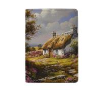 Passport Holder with Credit Card Slots Passport Case for Women, Cottage Floral and House