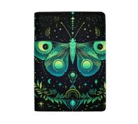 Passport Holder with Credit Card Slots Passport Case for Women, Green Teal Butterfly