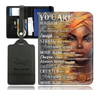 Passport Holder With Luggage Tag Set, Passport Cover With RFID Blocking, Multi-slot Passport Wallet, Waterproof Leather Travel Document Holder for Women Men, Retro Mushroom Pattern Passport Case,