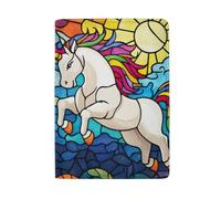 Passport Holder Women Passport Wallet for Women Travel, Stained Glass Pattern Unicorn