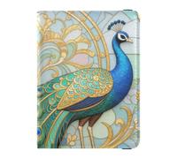 Passport Holders leather Wallet Passport Holder Peacock Stained Glass