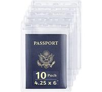 Passport, ID Card, Name Badge Holders - 4x6, 10 PK, Vertical Zipperless | EcoEarth clear plastic identification card holders with soft edge, quick loading, pre-punched holes for all lanyard clips