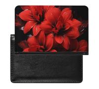 Passport Protector, Red Flower on Black Printed Passport Protector,durable Passport Protector,travel Passport Protector, black, One Size, Contemporary