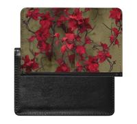 Passport Protector, Red Flower Vine Printed Passport Protector,durable Passport Protector,travel Passport Protector, black, One Size, Contemporary