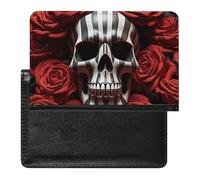 Passport Protector, Skull in Flower Printed Passport Protector,durable Passport Protector,travel Passport Protector, black, One Size, Contemporary
