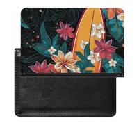 Passport Protector, Surfboard And Flowers Printed Passport Protector,durable Passport Protector,travel Passport Protector, black, One Size, Contemporary