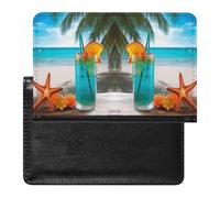 Passport Protector, Tropical Cocktail with Starfish Print Travel Passport Holder Passport Case Passport Sleeve Passport Cover with Pockets, style, One Size, Minimalist