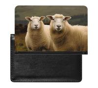 Passport Protector, Two White Sheep Print Travel Passport Holder Passport Case Passport Sleeve Passport Cover with Pockets, style, One Size, Minimalist