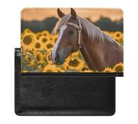 Passport Protector, Yellow Sunflower Horse Print Travel Passport Holder Passport Case Passport Sleeve Passport Cover with Pockets, style, One Size, Minimalist