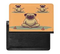 Passport Protector, Yoga Pug Print Travel Passport Holder Passport Case Passport Sleeve Passport Cover with Pockets, style, One Size, Minimalist