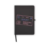 Passport Stamp Barcelona Spain Travel Notebook, Blank Pages, Faux Leather Cover, Planner, Journal, Workbook