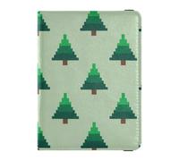 Passport Wallet Case, Dark Green Pine Pattern Travel Essentials PU Leather Waterproof RFID Blocking Card Case Cover for Men Women