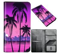 Passport Wallet,Passport Holder Women Men,Leather Travel Passport Wallet RFID Blocking Passport Holder Passport Case Compatible Wallet Credit Card Protector for Men Women, Palm Trees Sunset Tropical