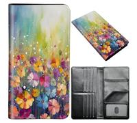 Passport Wallet,Passport Holder Women Men,Leather Travel Passport Wallet RFID Blocking Passport Holder Passport Case Compatible Wallet Credit Card Protector for Men Women, Colorful Flower -100