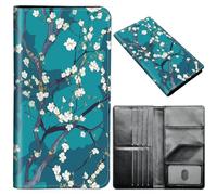 Passport Wallet,Passport Holder Women Men,Leather Travel Passport Wallet RFID Blocking Passport Holder Passport Case Compatible Wallet Credit Card Protector for Men Women, Blue Cherry -76