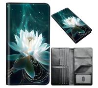 Passport Wallet,Passport Holder Women Men,Leather Travel Passport Wallet RFID Blocking Passport Holder Passport Case Compatible Wallet Credit Card Protector for Men Women, white lotus flower -222