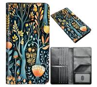 Passport Wallet,Passport Holder Women Men,Leather Travel Passport Wallet RFID Blocking Passport Holder Passport Case Compatible Wallet Credit Card Protector for Men Women, Tree and Flower -1374