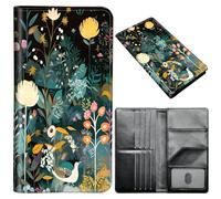 Passport Wallet,Passport Holder Women Men,Leather Travel Passport Wallet RFID Blocking Passport Holder Passport Case Compatible Wallet Credit Card Protector for Men Women, Flower Birds -511
