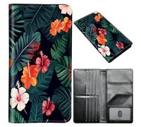 Passport Wallet,Passport Holder Women Men,Leather Travel Passport Wallet RFID Blocking Passport Holder Passport Case Compatible Wallet Credit Card Protector for Men Women, Tropical Flower-727
