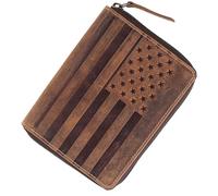 Passport Wallet - Travel Document Holder w/RFID Blocking - Full Grain Leather - Bifold compact zip around Wallet with Credit Card Slots for Women and Men, brown 32, Embossed Wallet