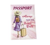 Passports Cover, Printing Couple Passport Covers, Credit Card Boarding Pass Wallet, 1 Piece Ideal for Couples, Women, Kids, Study Abroad, Travel Accessories, 11.8x8x6cm, Pink, Refer to description