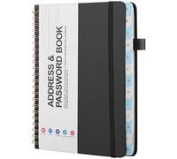 Password & Address Book with A-Z Tabs, Spiral Notebook, 128 Pages, Black