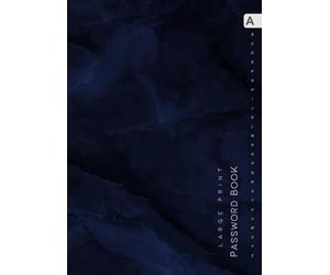 Password Book: A4 Big Password Notebook Organizer with Alphabetical Tabs Printed | Large Print | Minimal Design Marble Blue Black