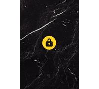 Password Book | Black Marble Cover with Yellow Circle Lock Icon | 6x9" | 120 Pages: Elegant Password Organizer with Website, Username, Password & Notes | Secure Logbook