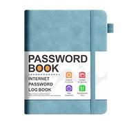 Password Book, Coloured Pages Made of PU Leather, Office Login Notebook, 15.5 x 12 x 1 cm, 180 g, Letter Labels, Pen Loop, Bag, Perfect for Secure Storage of Personal Information on We