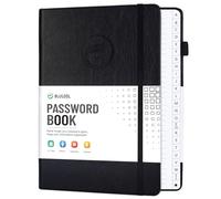 Password Book with Alphabetical Tabs, Hardcover Large Password Keeper, Password Notebook Organizer for Computer and Internet Address Website, Gifts for Home, Office, 7"x 10" - Black