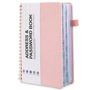 Password Book with Alphabetical Tabs, Spiral Address Book, Address and Password Keeper Telephone Notebook for Seniors Home Office, 7.7 X 5.5", Pink