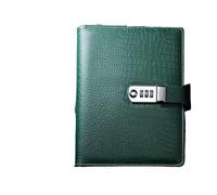 Password Book with Lock A6 A5 Binder Notebook Vintage Luxury Crocodile Textured Leather Diary Password Notes Book with Lock Office Agenda Man(A5 Green)
