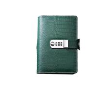 Password Book with Lock A6 A5 Binder Notebook Vintage Luxury Crocodile Textured Leather Diary Password Notes Book with Lock Office Agenda Man(A6 Green)