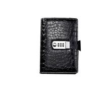 Password Book with Lock A6 A5 Binder Notebook Vintage Luxury Crocodile Textured Leather Diary Password Notes Book with Lock Office Agenda Man(A6 Black)