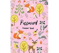 Password Keeper Book: A4 Big Login Notebook Organizer with A-Z Alphabetical Tabs Printed | Large Print | Cute Woodland Animal Design Pink