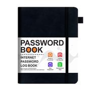 Password Log Book Keeper - Pu Leather Material 15.5x12x1cm, Alphabetical Tab Organizer, Small Password Record Notebook, Inner Pocket Pen Loop Elastic Band | For Website Account Login Sensitive Data